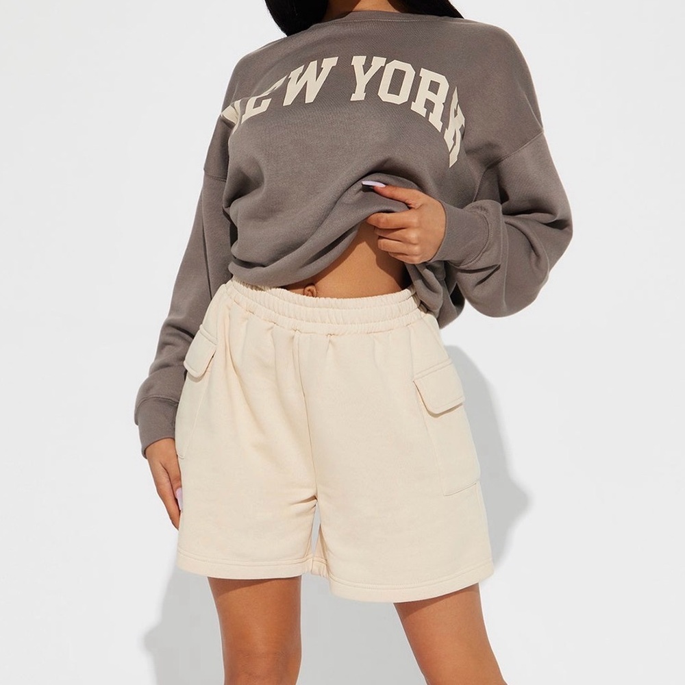 Fashion Nova Cream Cargo Shorts